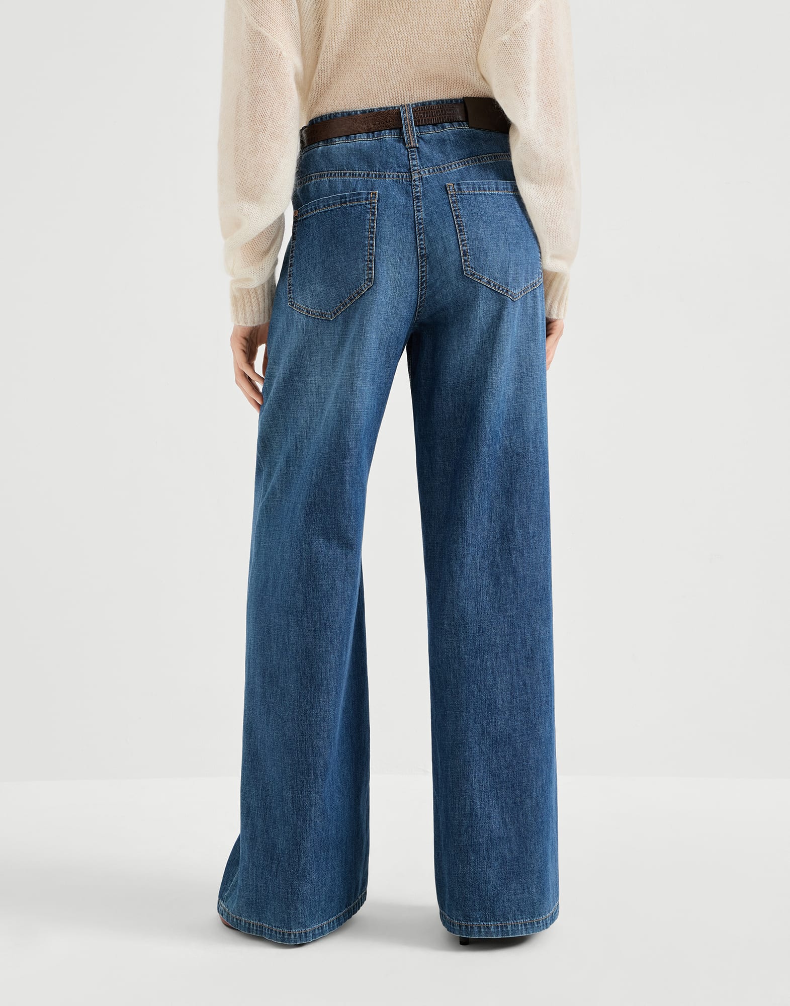 Pantalón Baggy en denim ligero con Monile