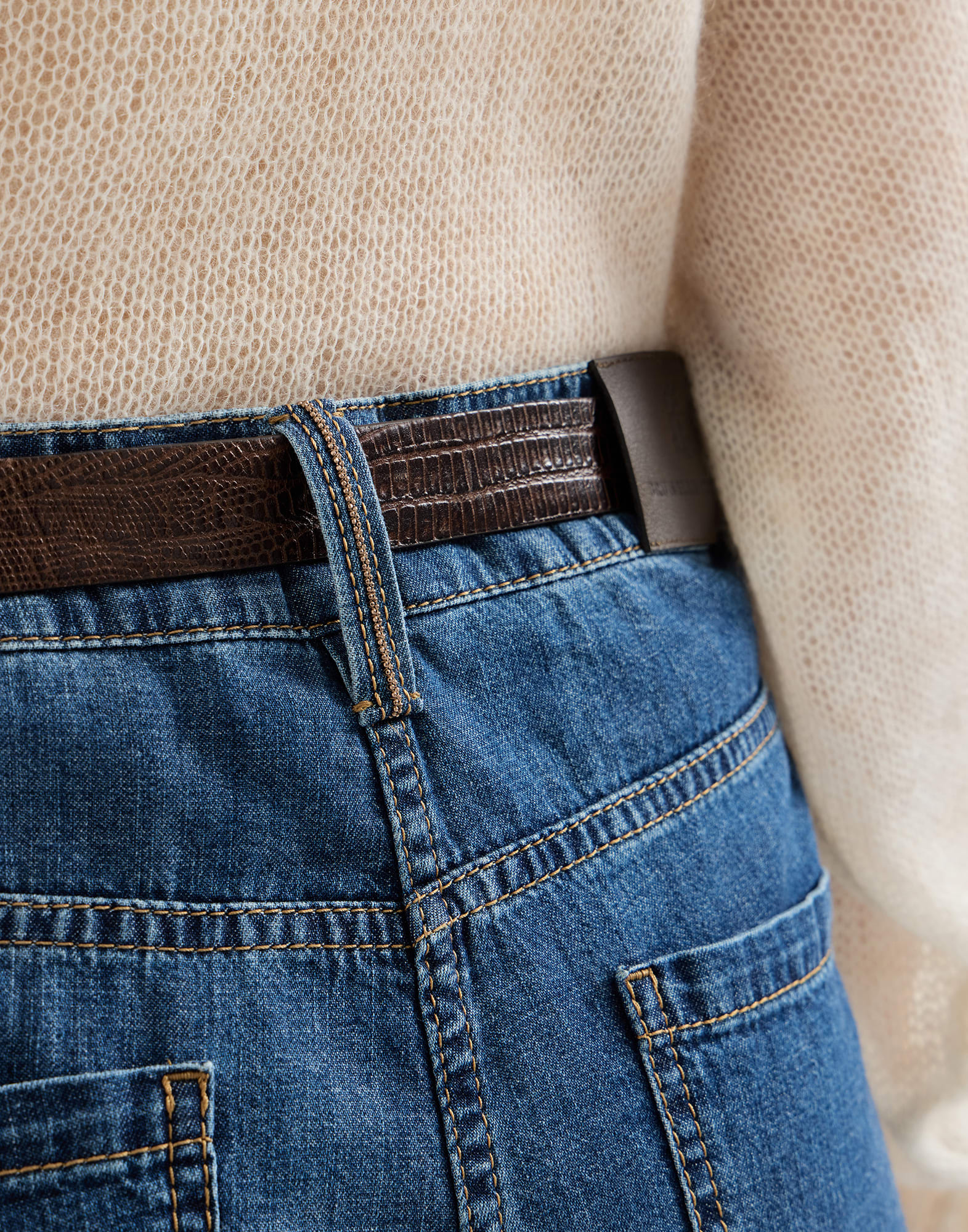 Pantalón Baggy en denim ligero con Monile