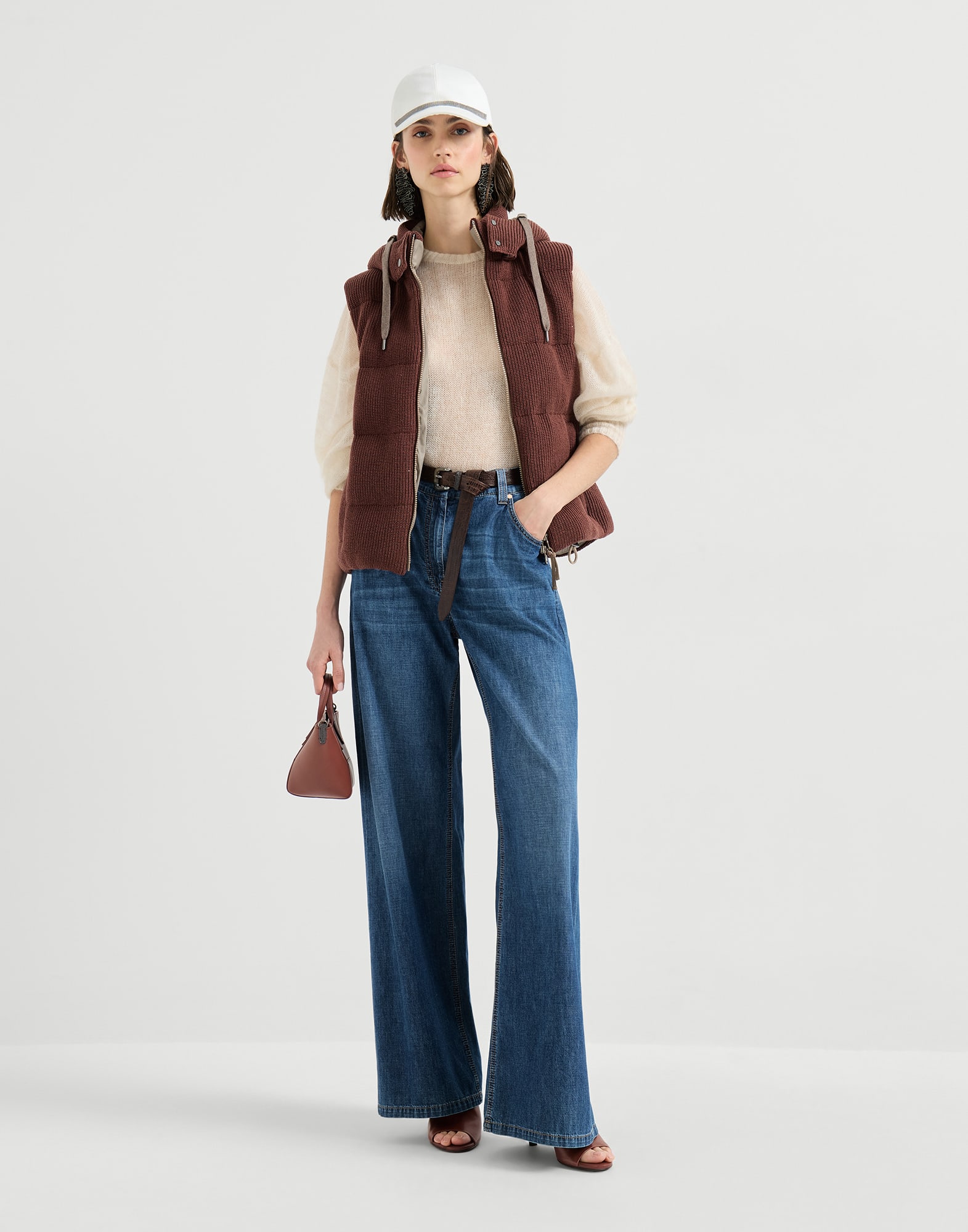 Pantalón Baggy en denim ligero con Monile