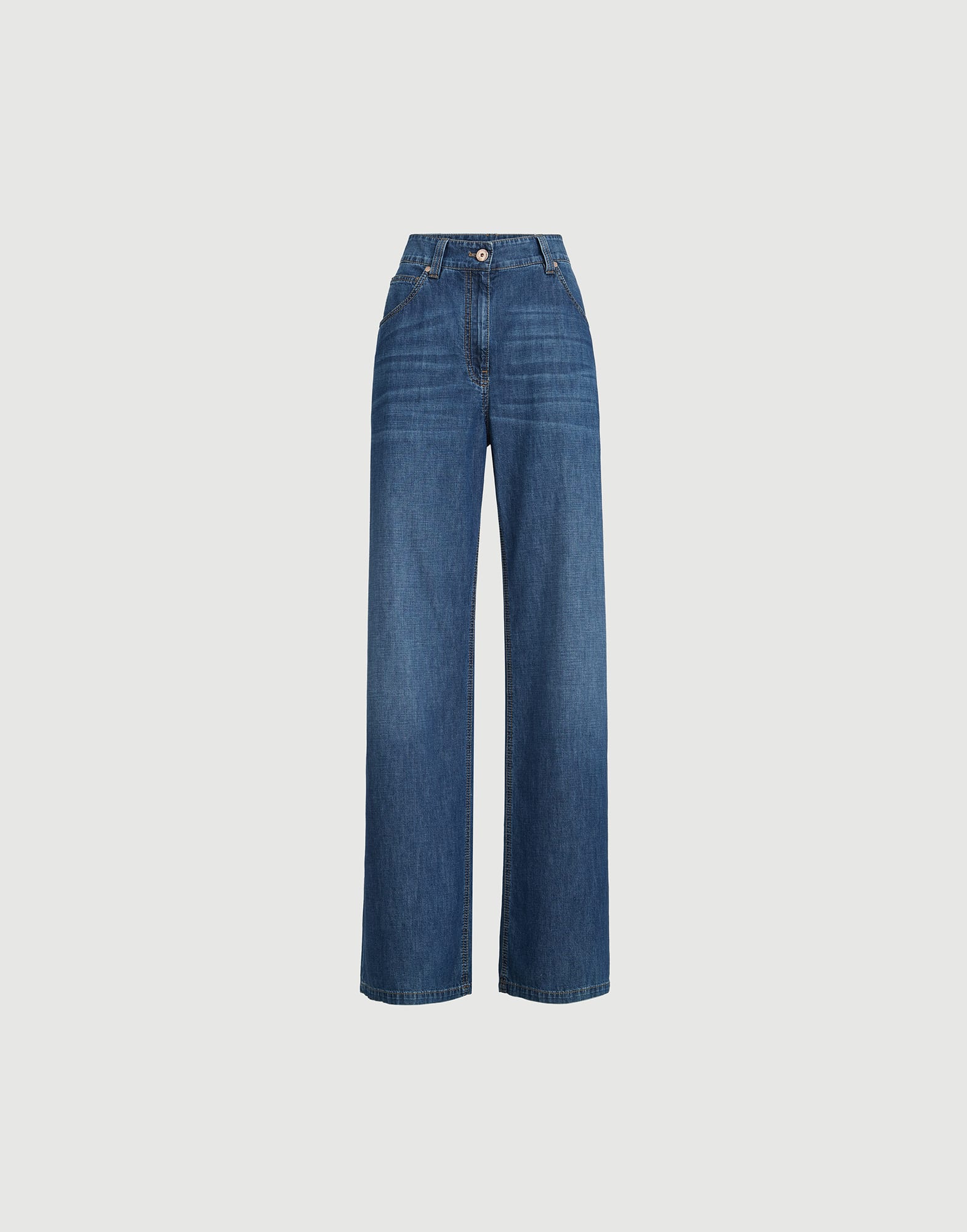 Pantalón Baggy en denim ligero con Monile