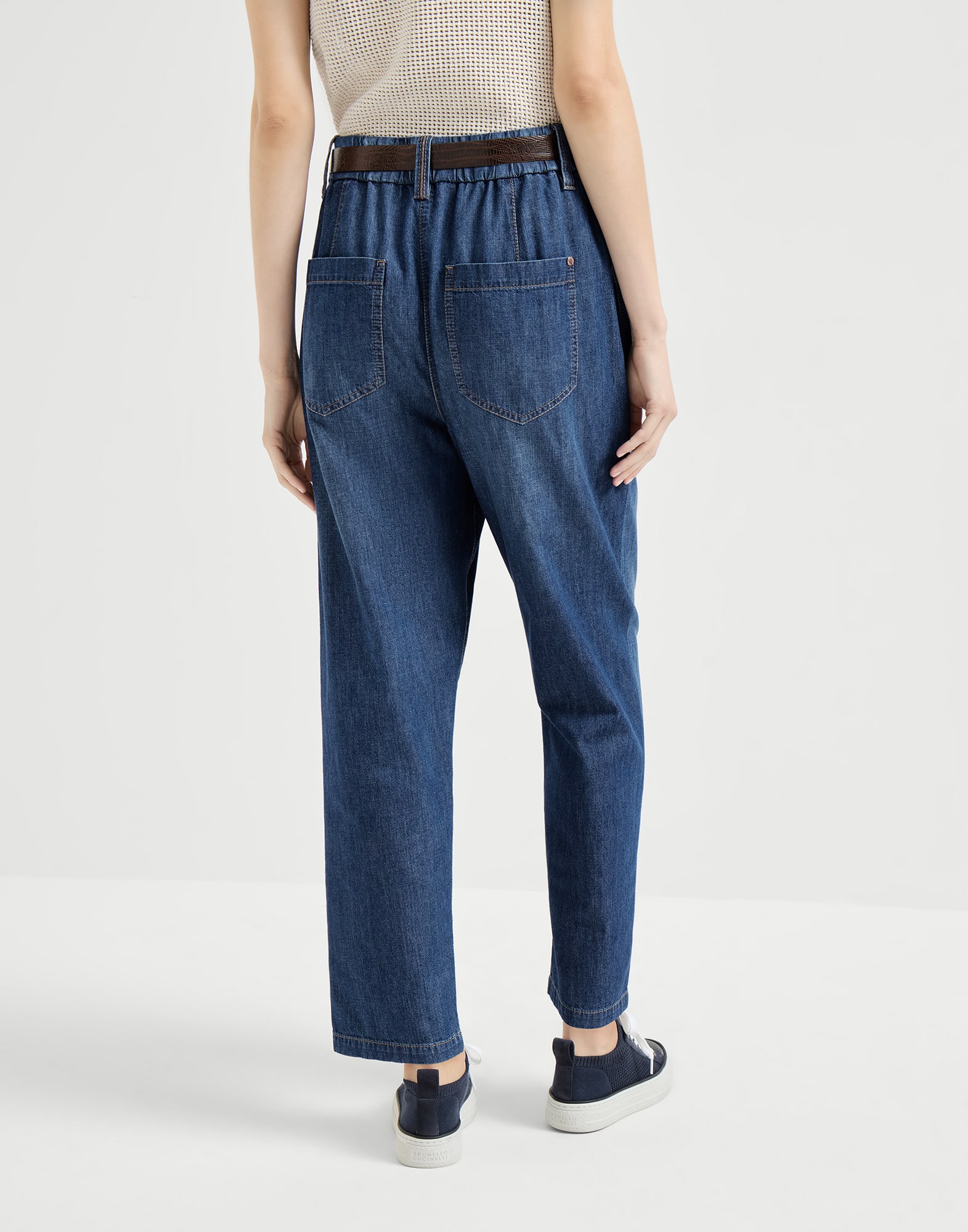 Lightweight denim five-pocket trousers