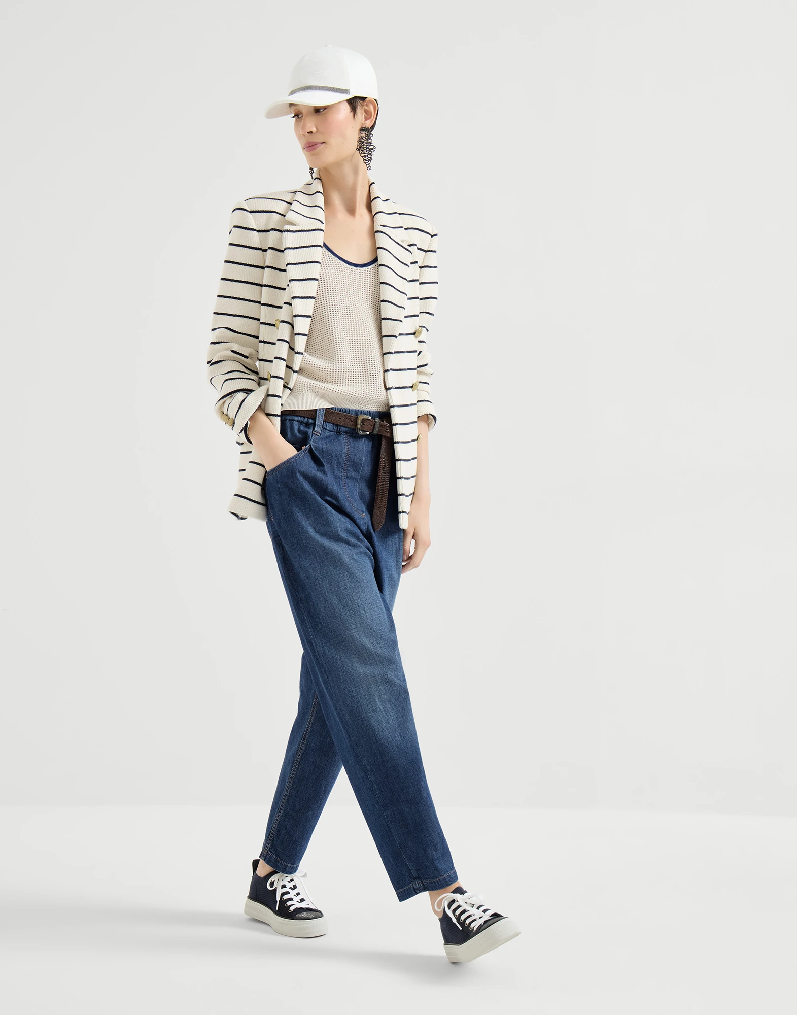 Lightweight denim five-pocket trousers