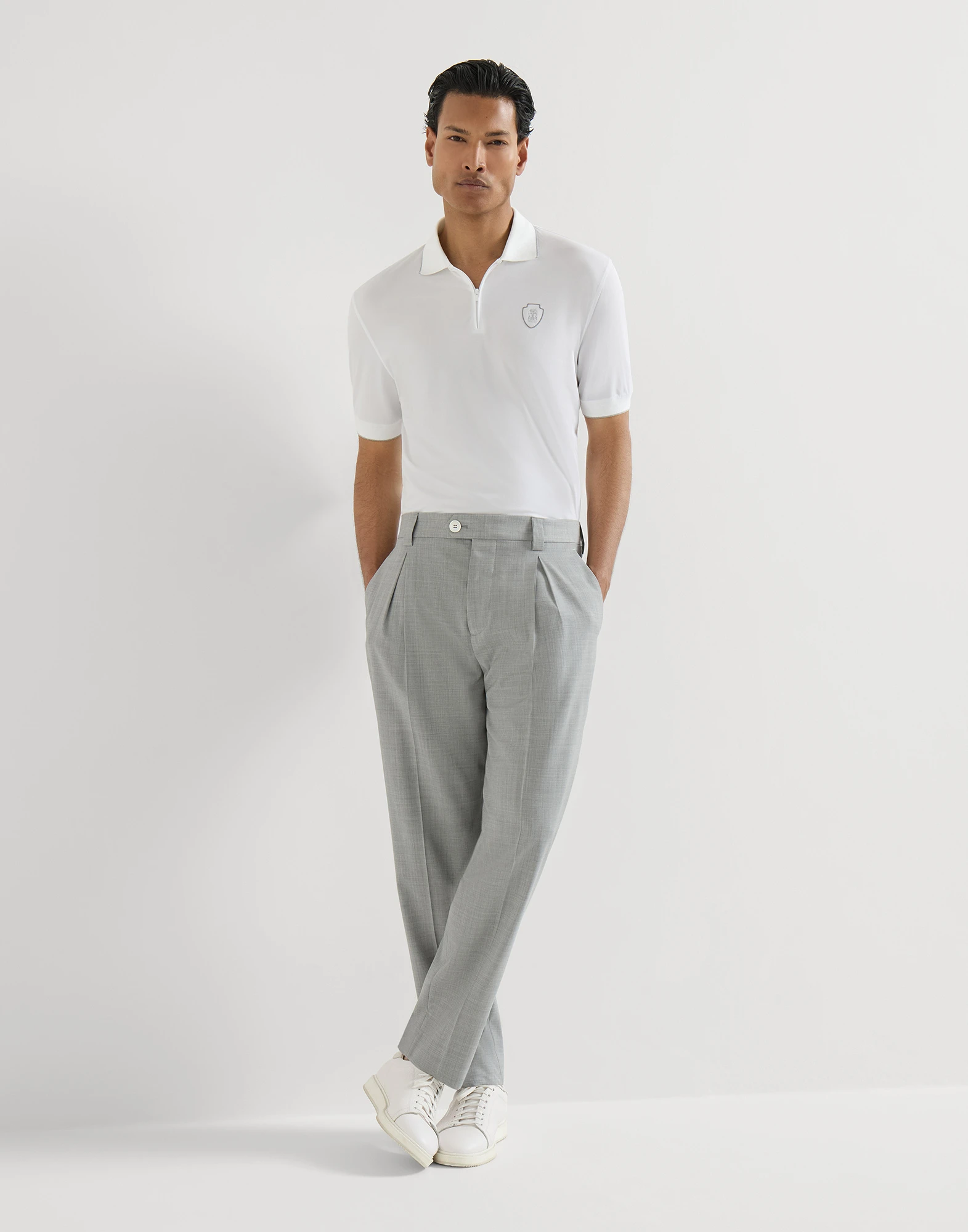 Virgin wool dynamic fresco trousers with tee holder