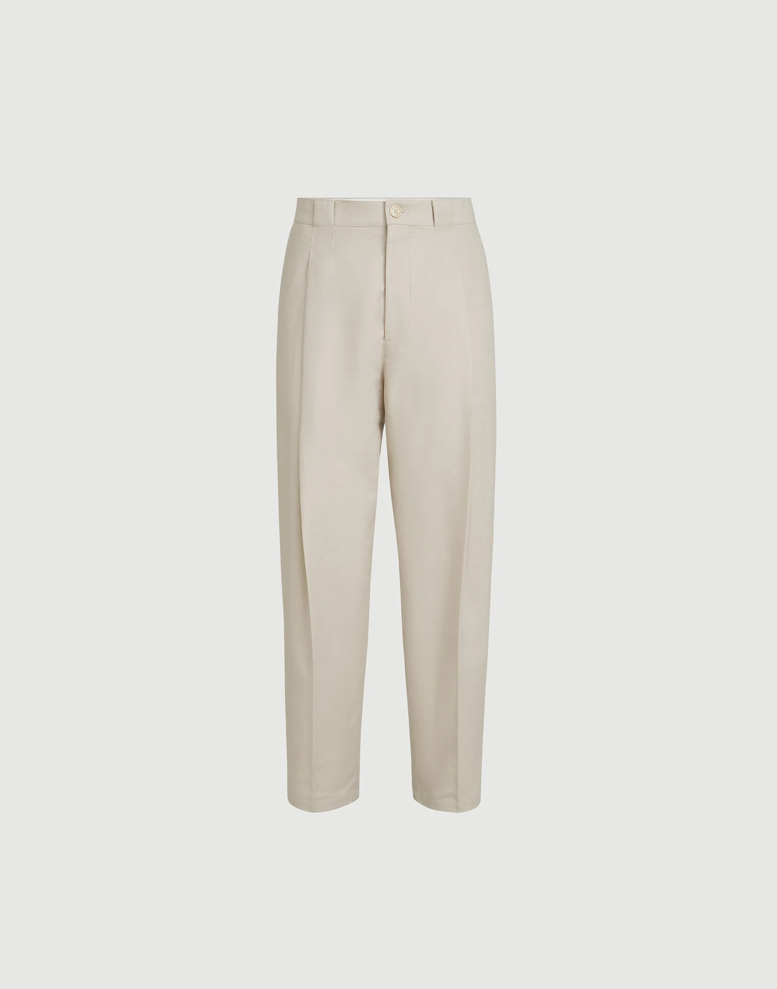 Pantalón en panamá de algodón y lino con pinzas