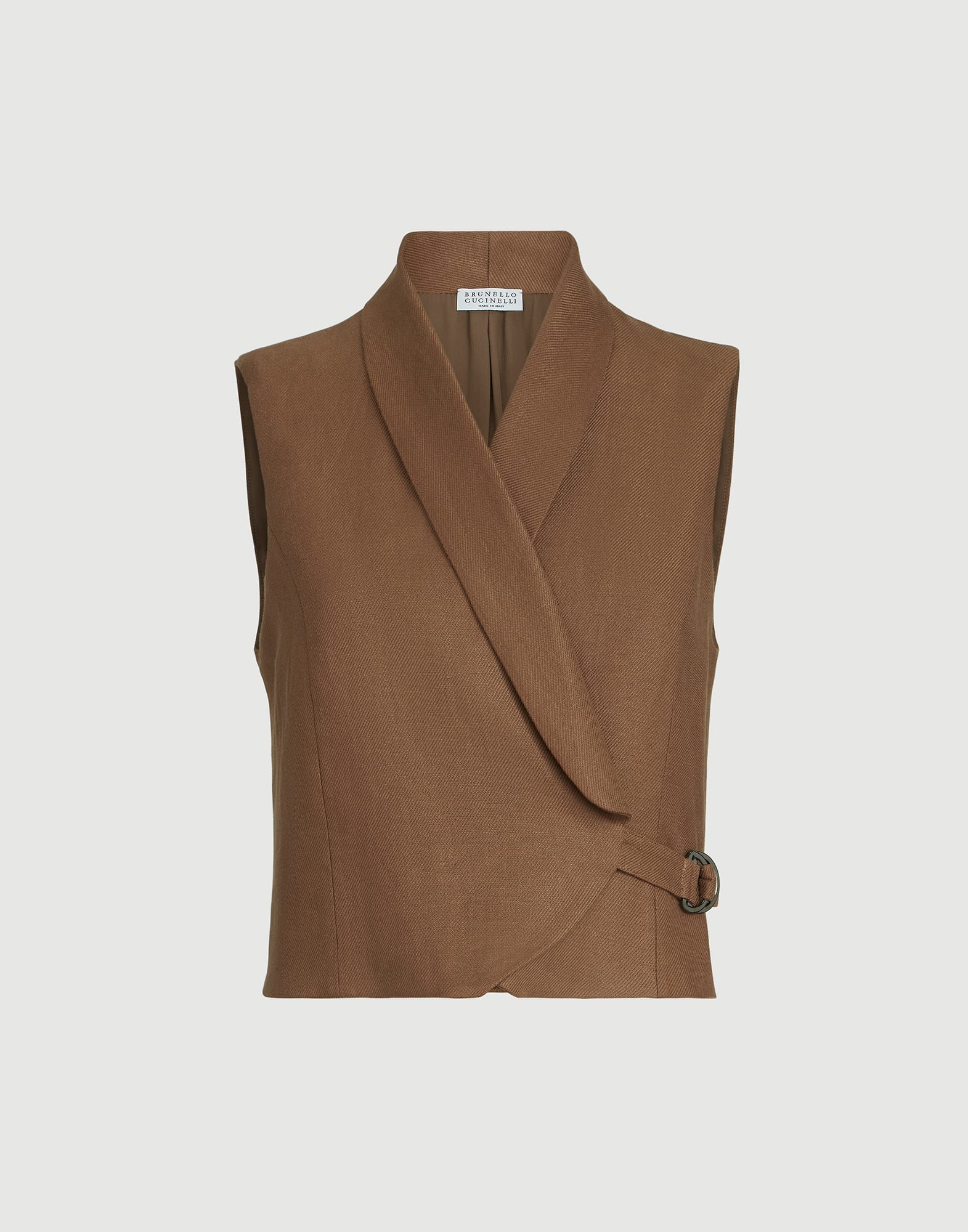 Linen diagonal vest with monili