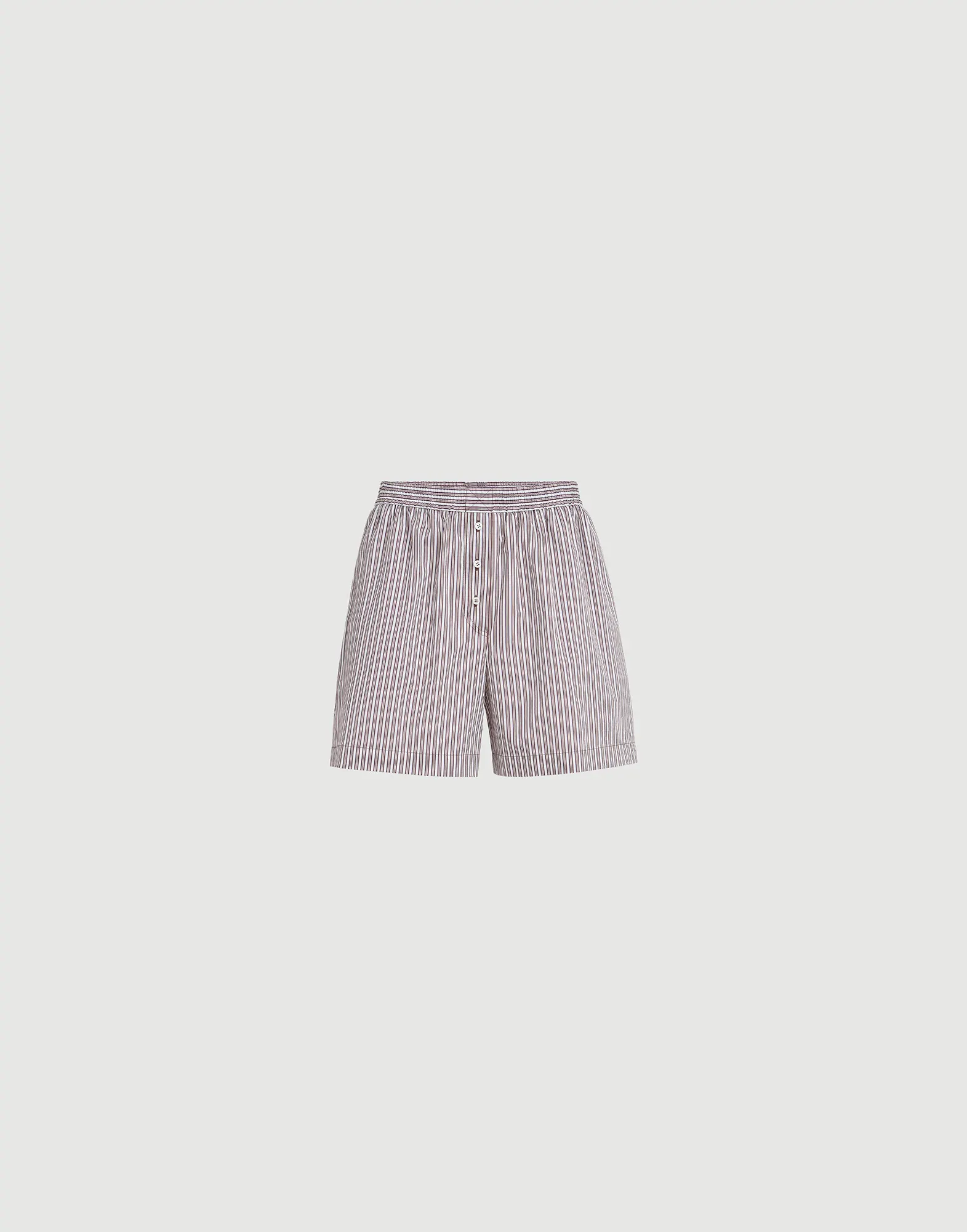 Short Pyjama en popelina de algodón y seda a rayas con Monile