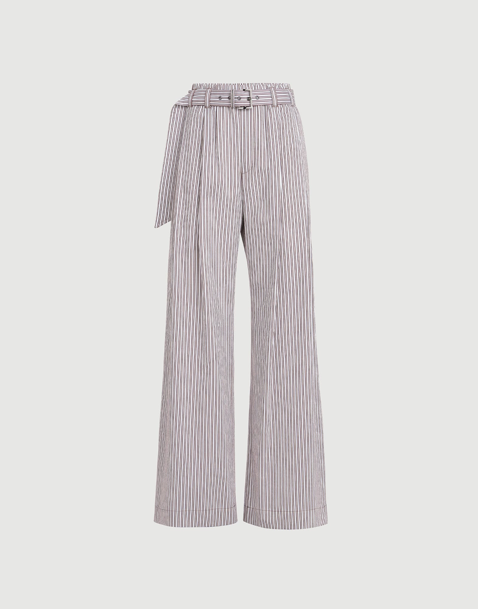 Pantalón Loose Track en popelina de algodón y seda a rayas con Monile
