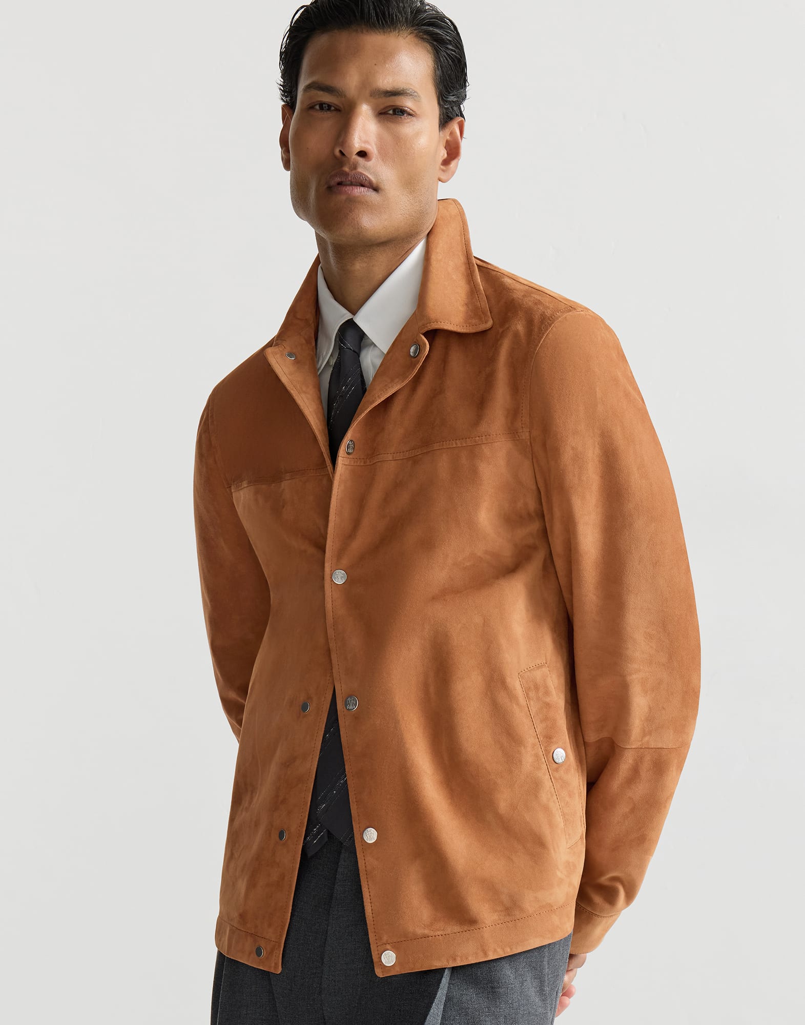 Suede outerwear jacket