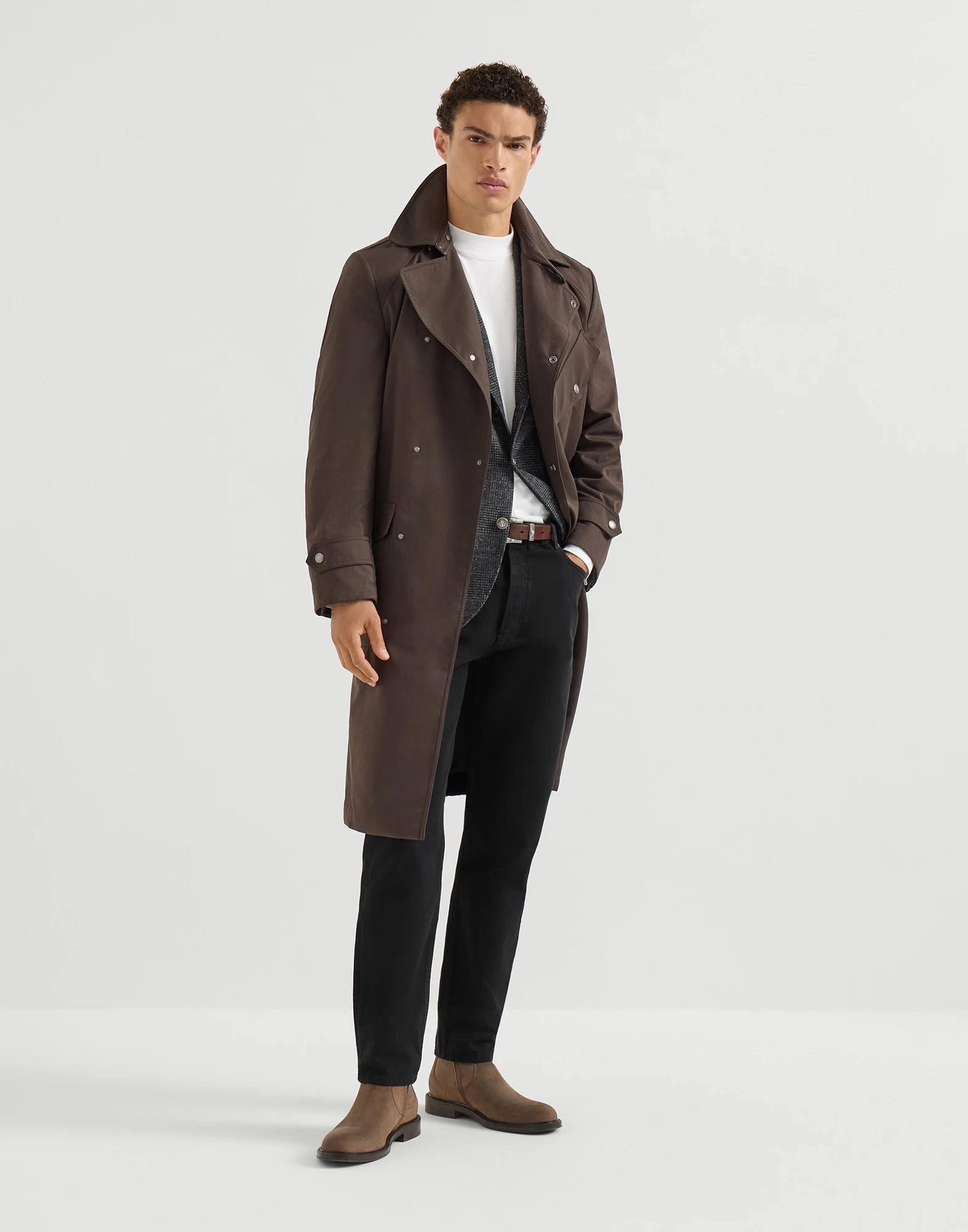 Garment-dyed denim iconic fit five-pocket trousers