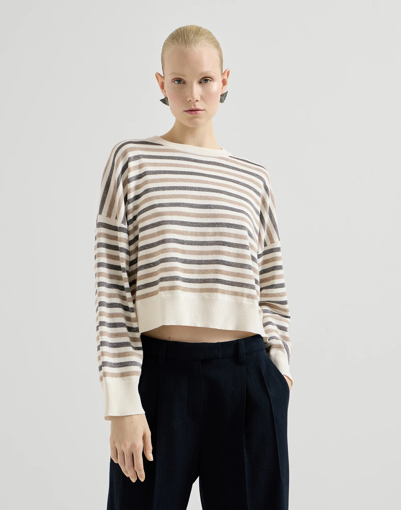 Jersey Sparkling Stripes de lana virgen, cachemir y seda