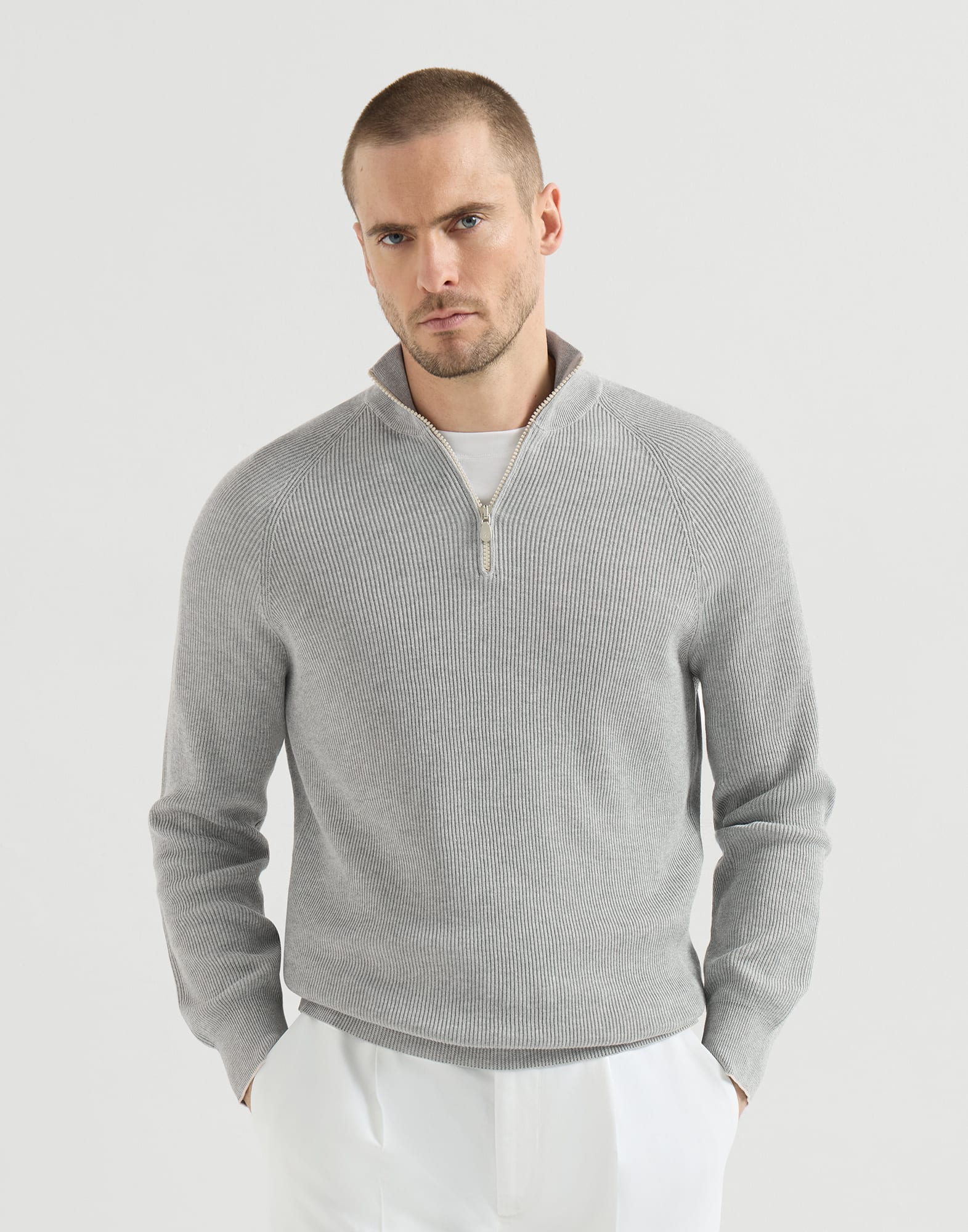 408-cotton-english-rib-sweater-with-half-zip-and-raglan-sleeves-1.jpg Cotton English rib sweater with half zip and raglan sleeves