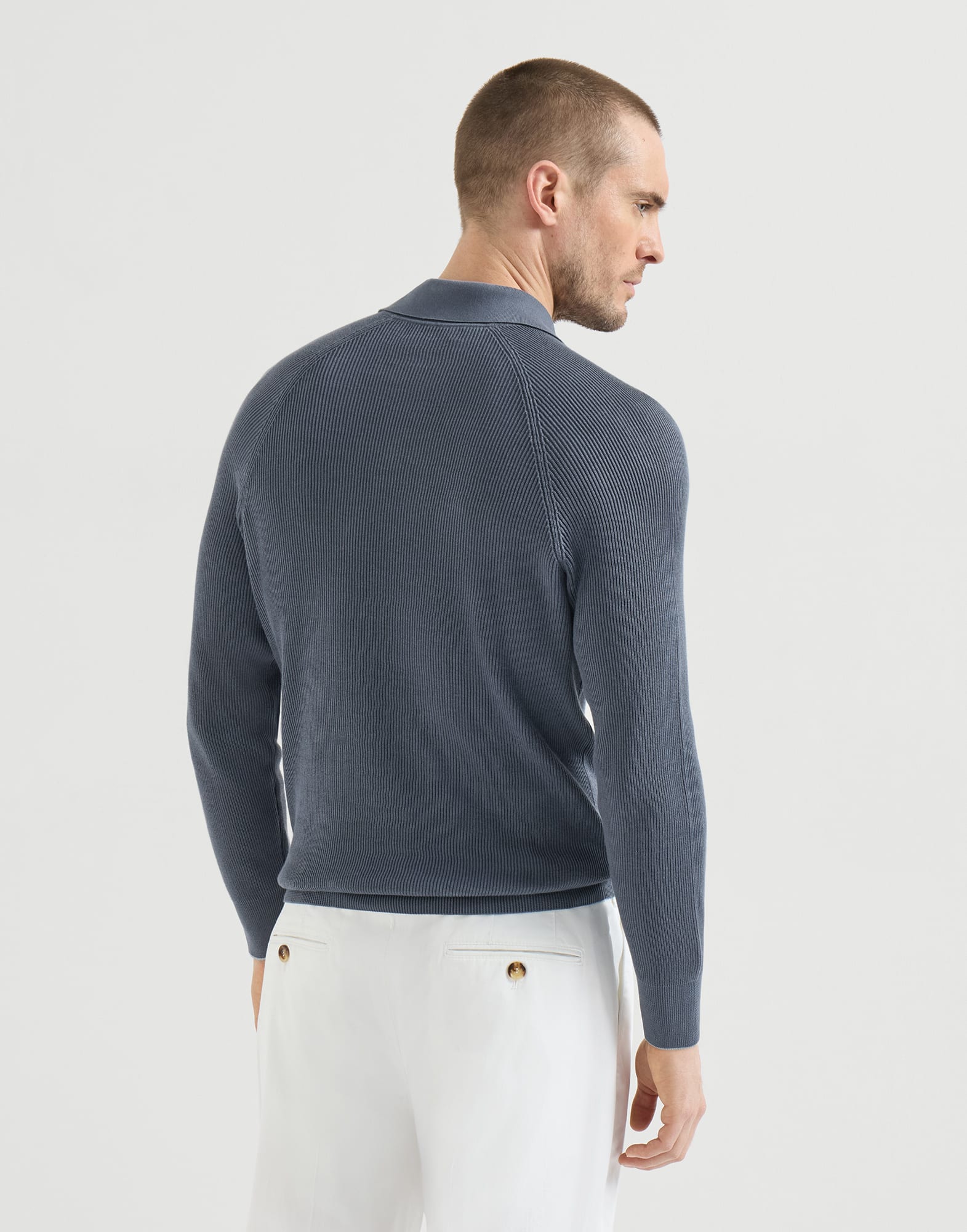 420-cotton-english-rib-knit-polo-with-long-raglan-sleeves-2.jpg Cotton English rib knit polo with long raglan sleeves