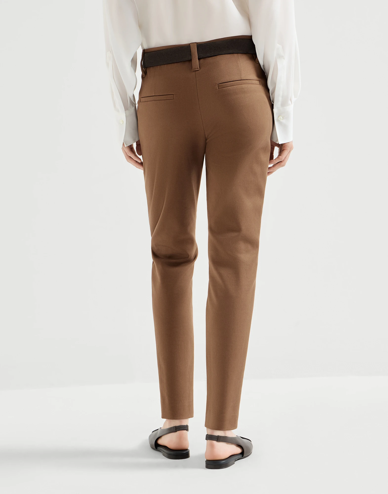 Stretch cotton cover slim fit trousers