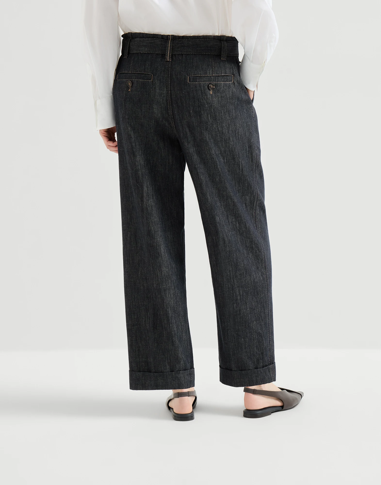528-cotton-denim-effect-twill-loose-sartorial-trousers-with-monili-2.webp Cotton denim-effect twill loose sartorial trousers with monili
