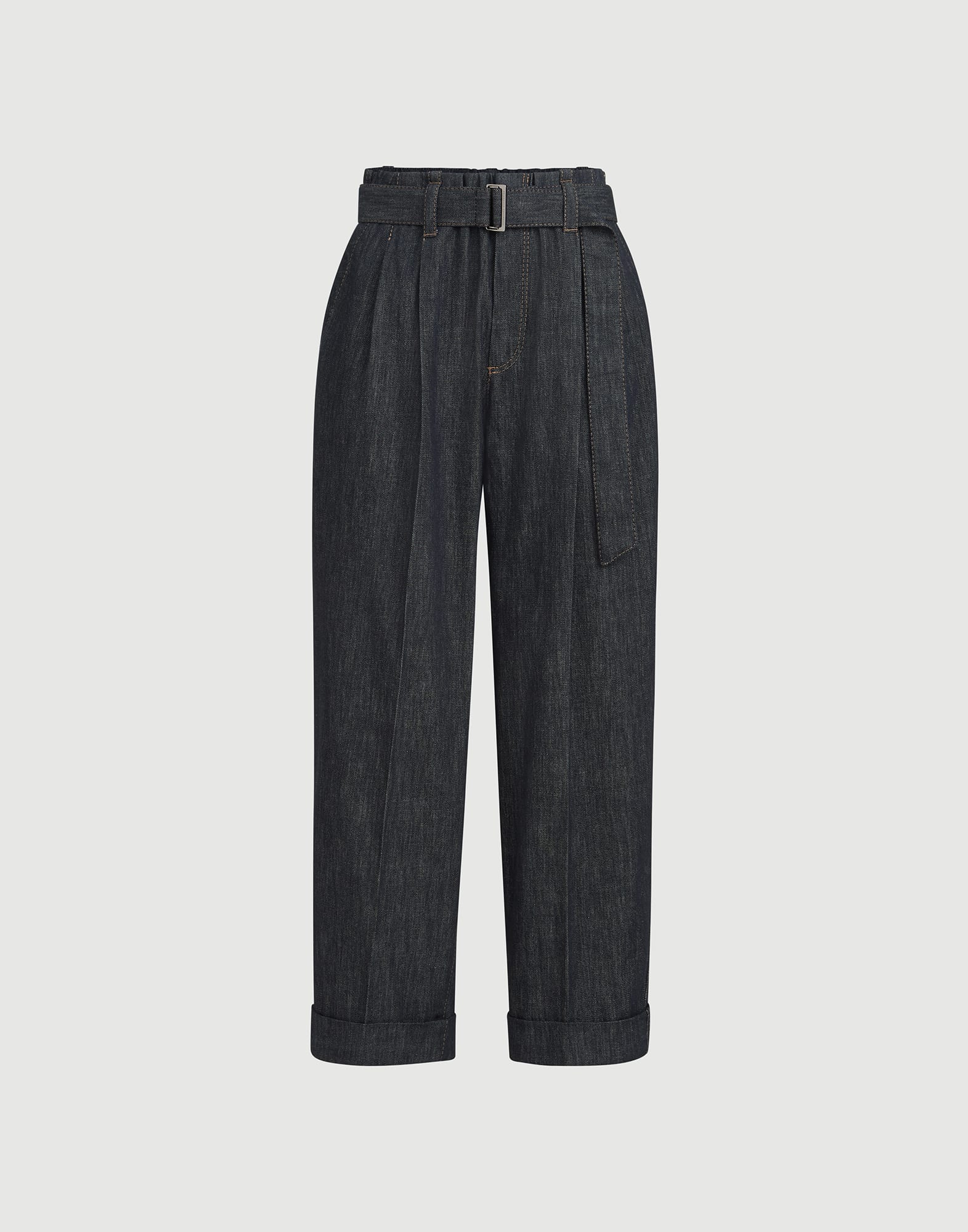 528-cotton-denim-effect-twill-loose-sartorial-trousers-with-monili-6.jpg Cotton denim-effect twill loose sartorial trousers with monili