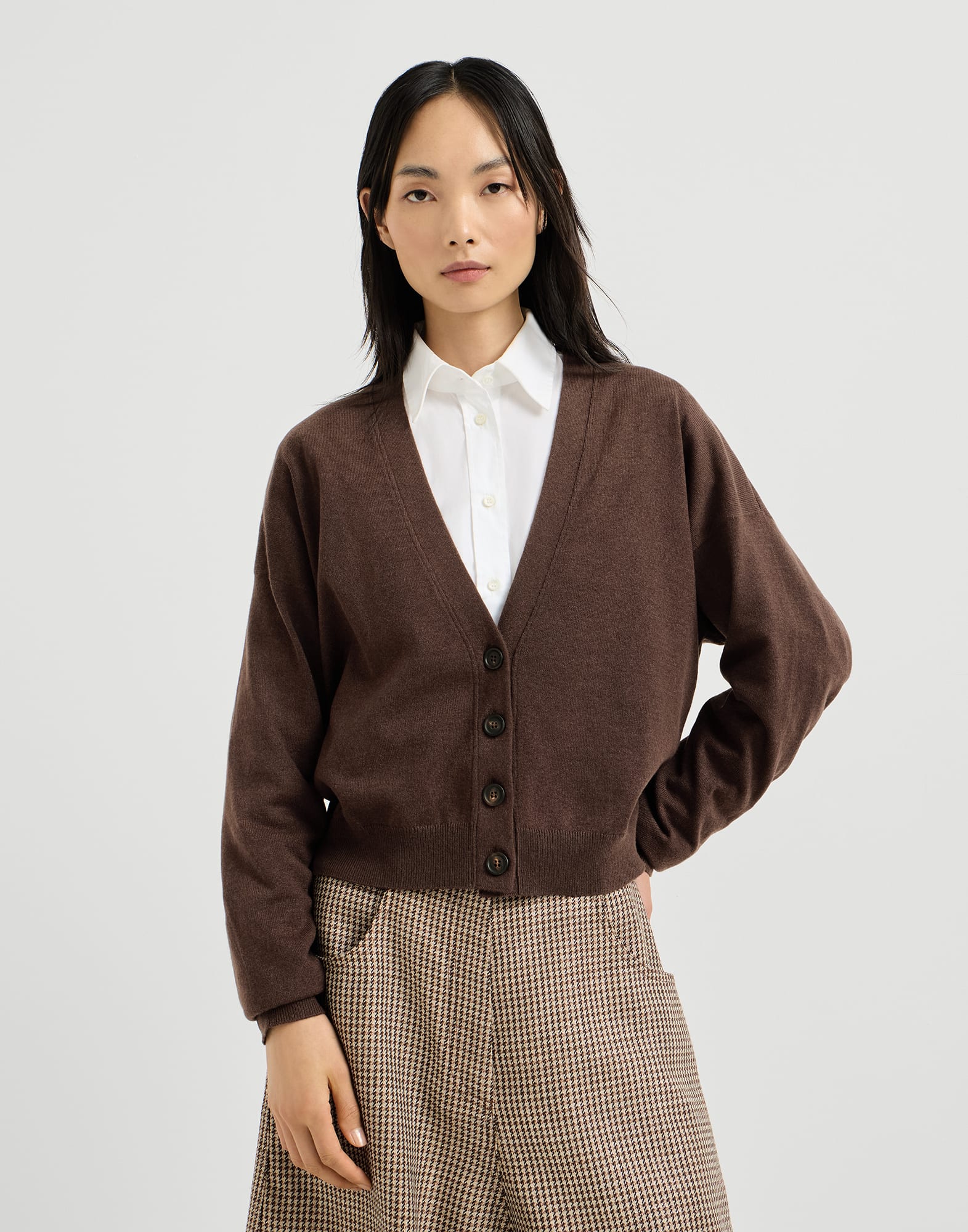 Cashmere cardigan with monili