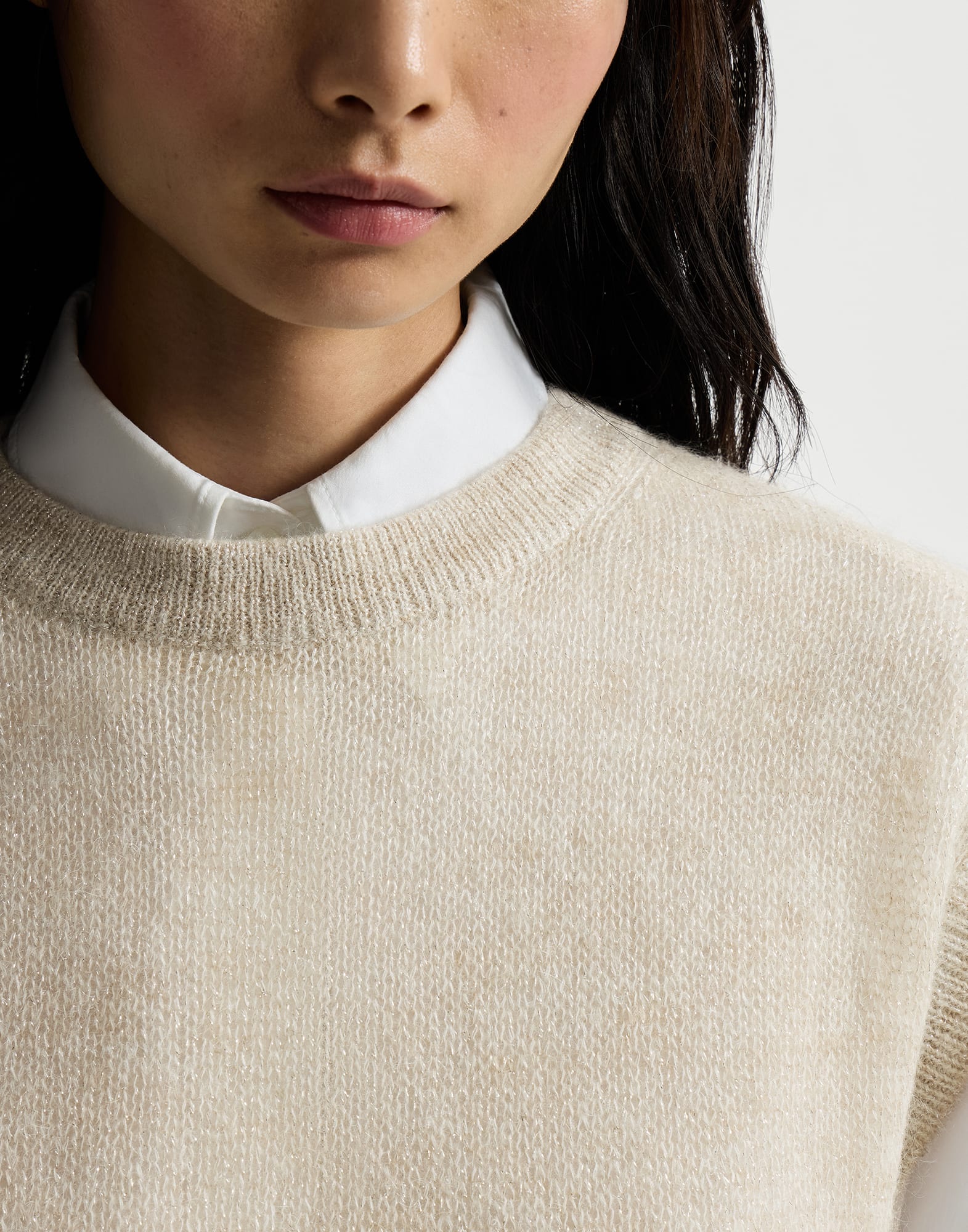 Camiseta en punto de mohair y lana Sparkling con Monile