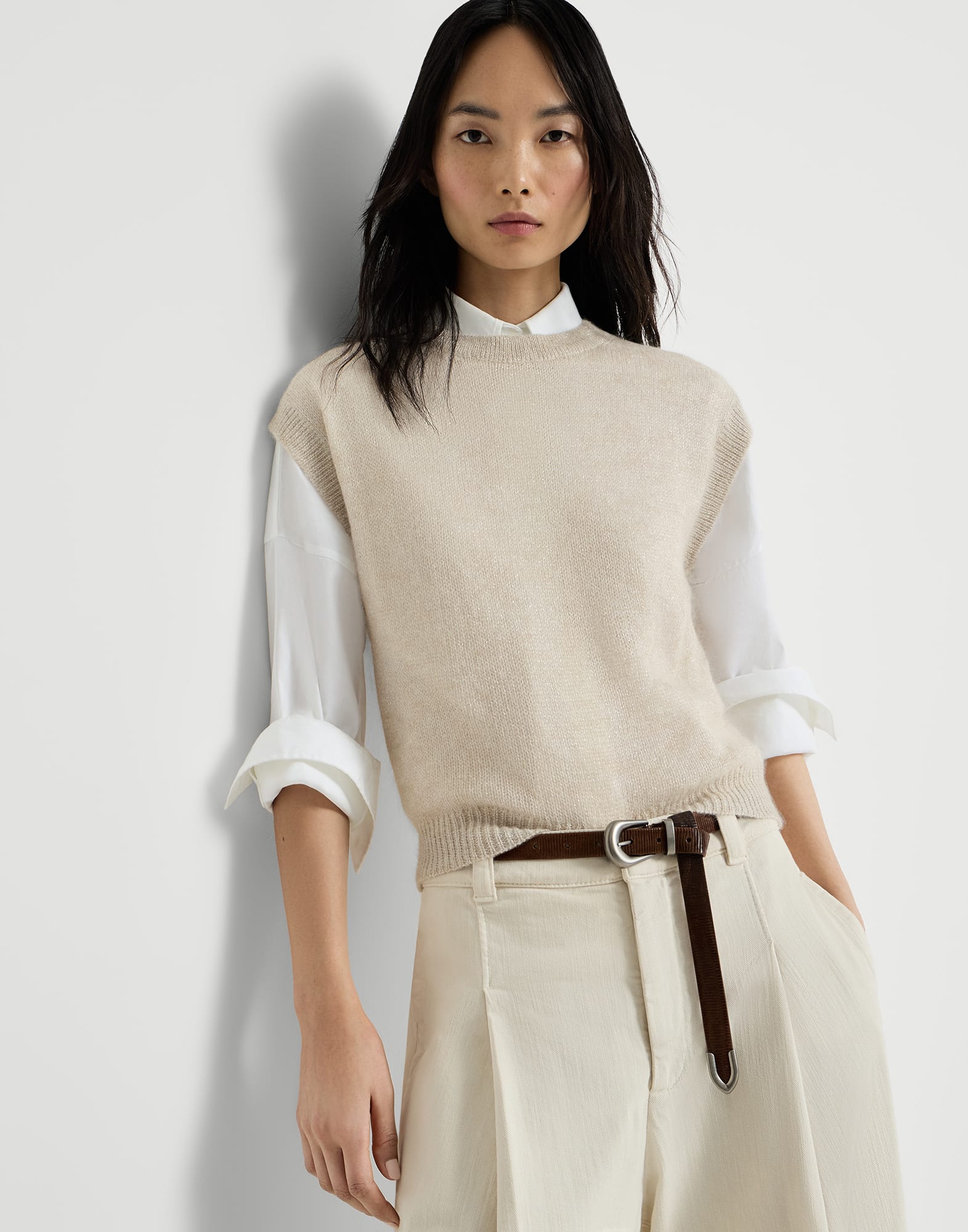 Camiseta en punto de mohair y lana Sparkling con Monile
