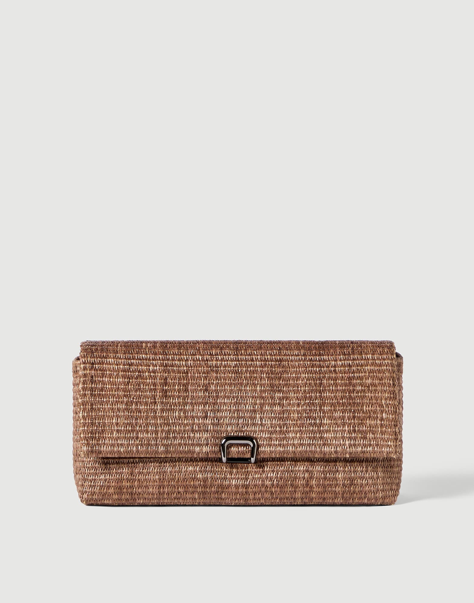 Sartorial clutch bag in techno cotton raffia