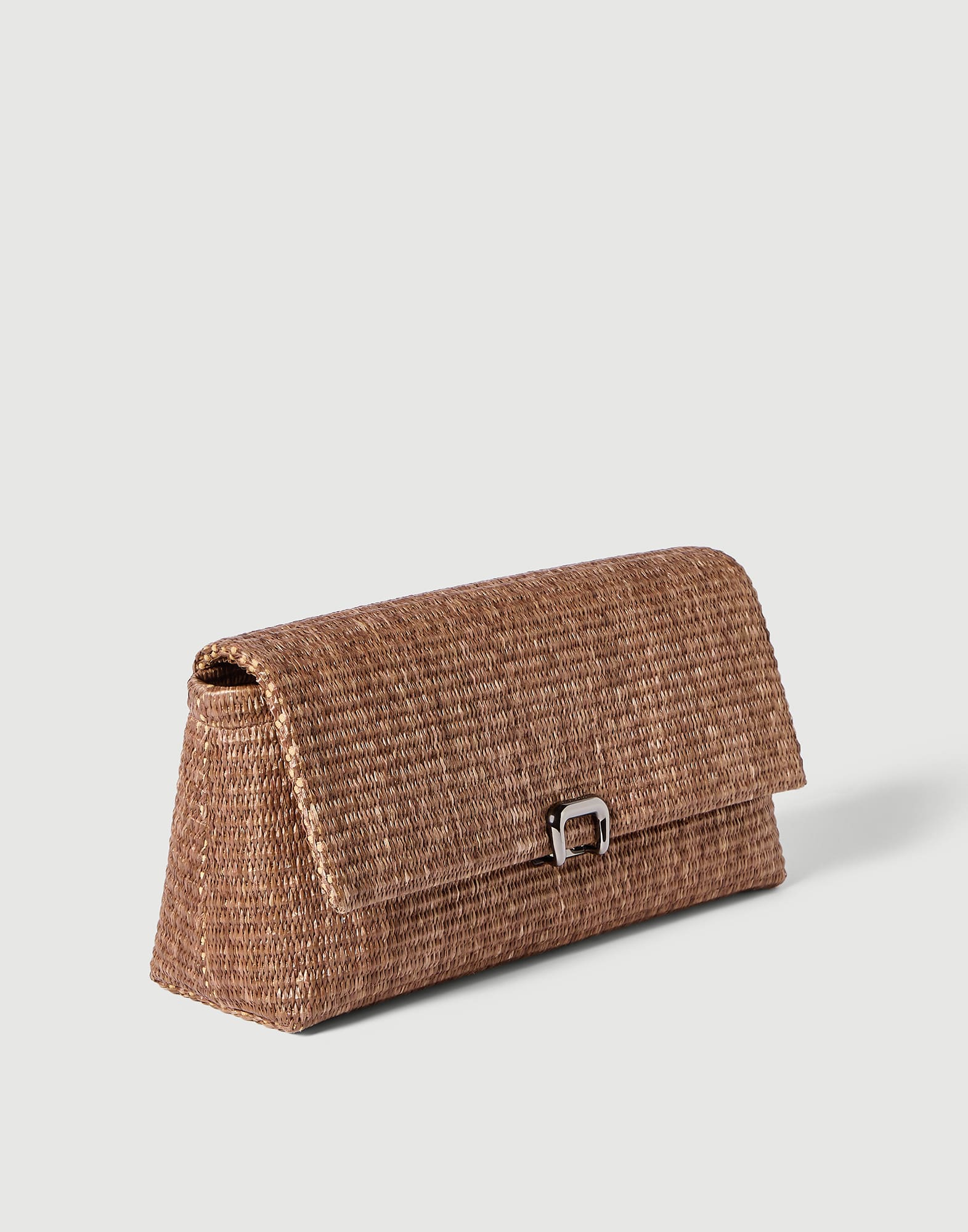 Sartorial clutch bag in techno cotton raffia