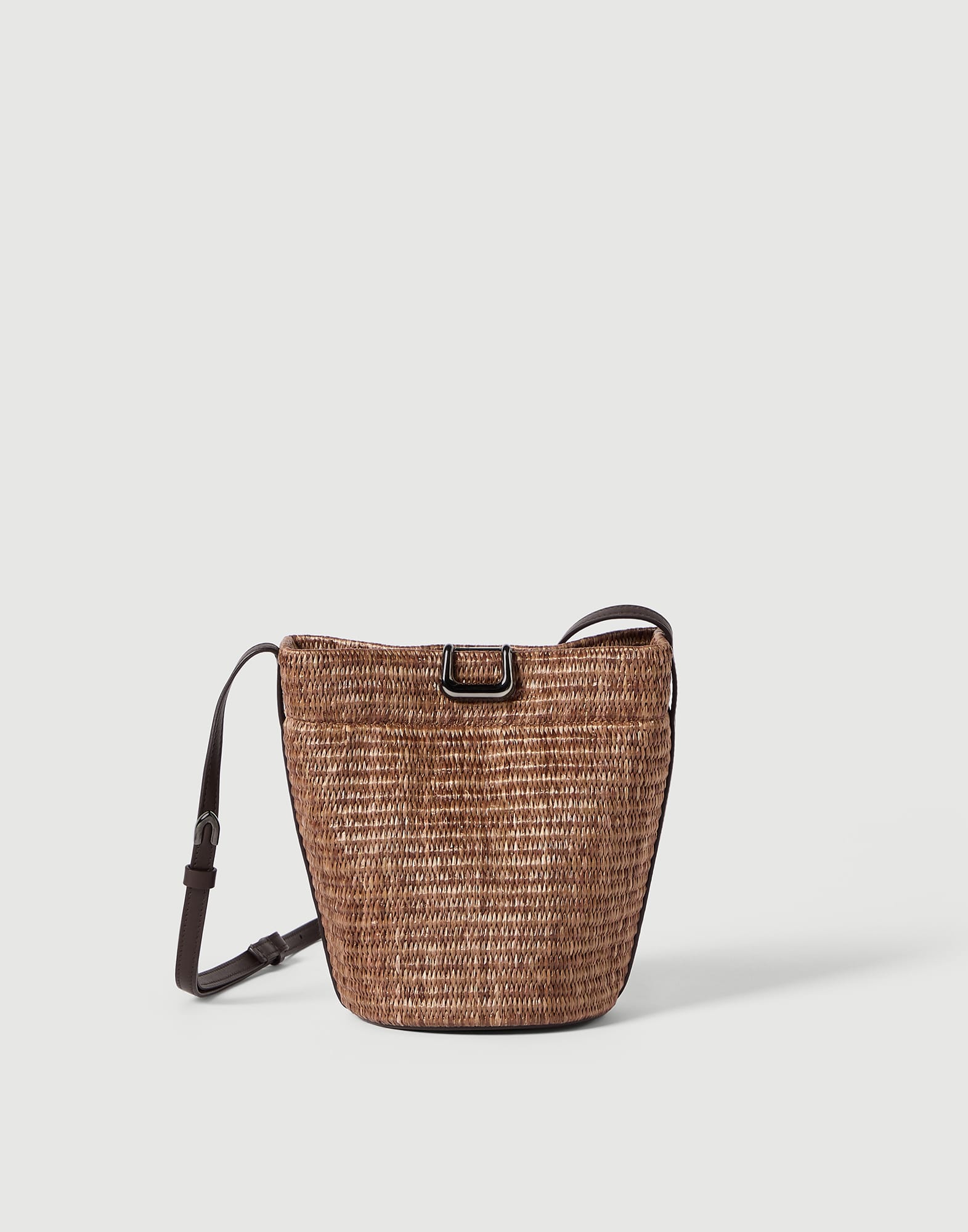 Sartorial small bucket bag in techno cotton raffia