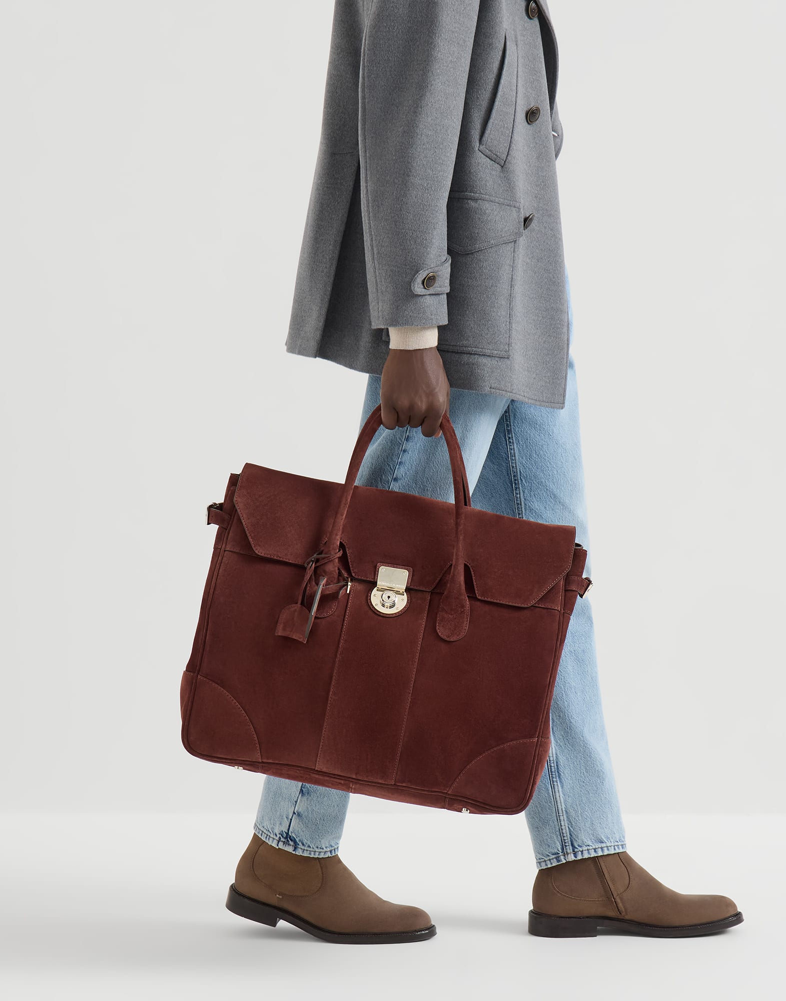 Bolso Boston en piel de ante