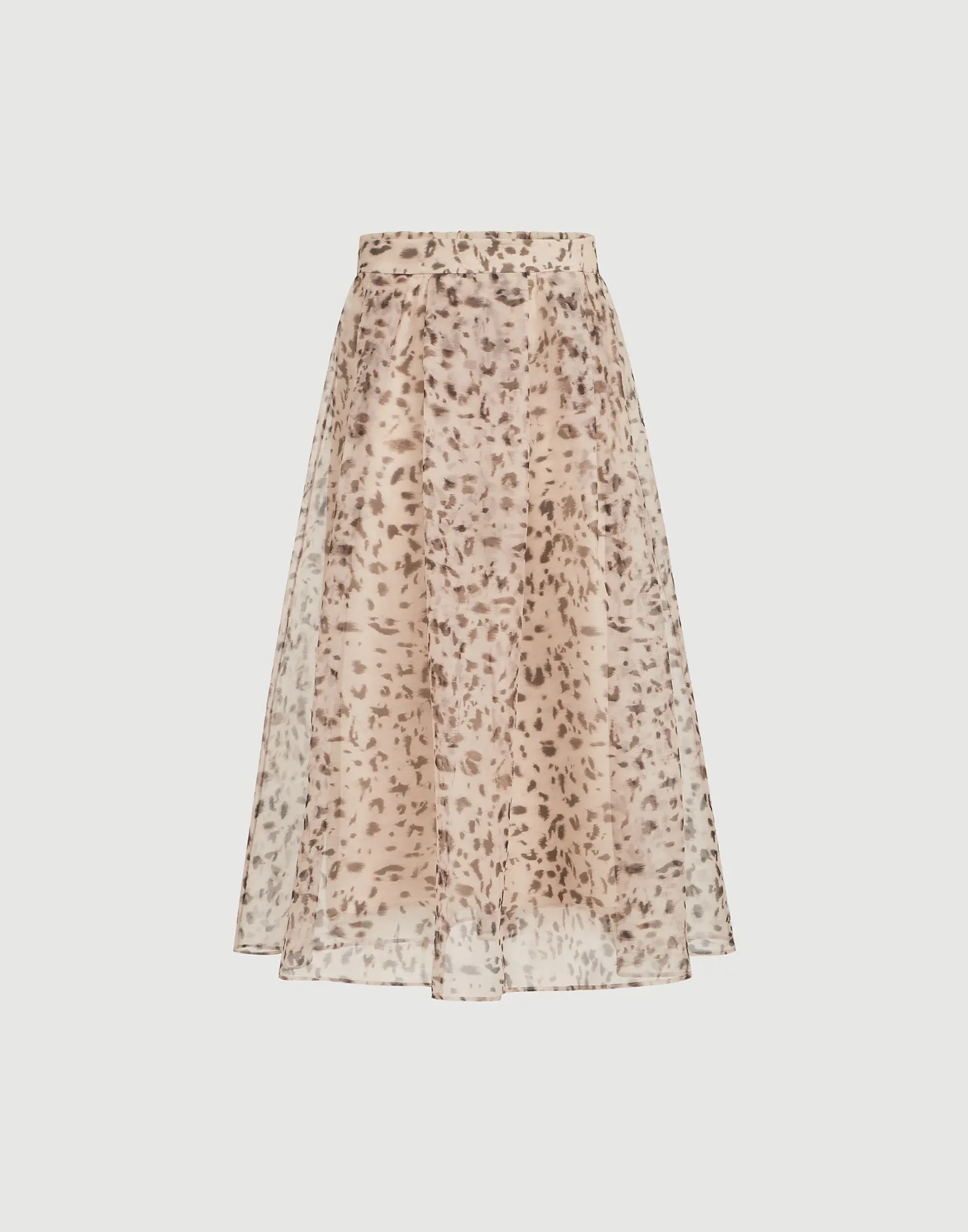 Falda Pleated en organza Lynx Print de seda