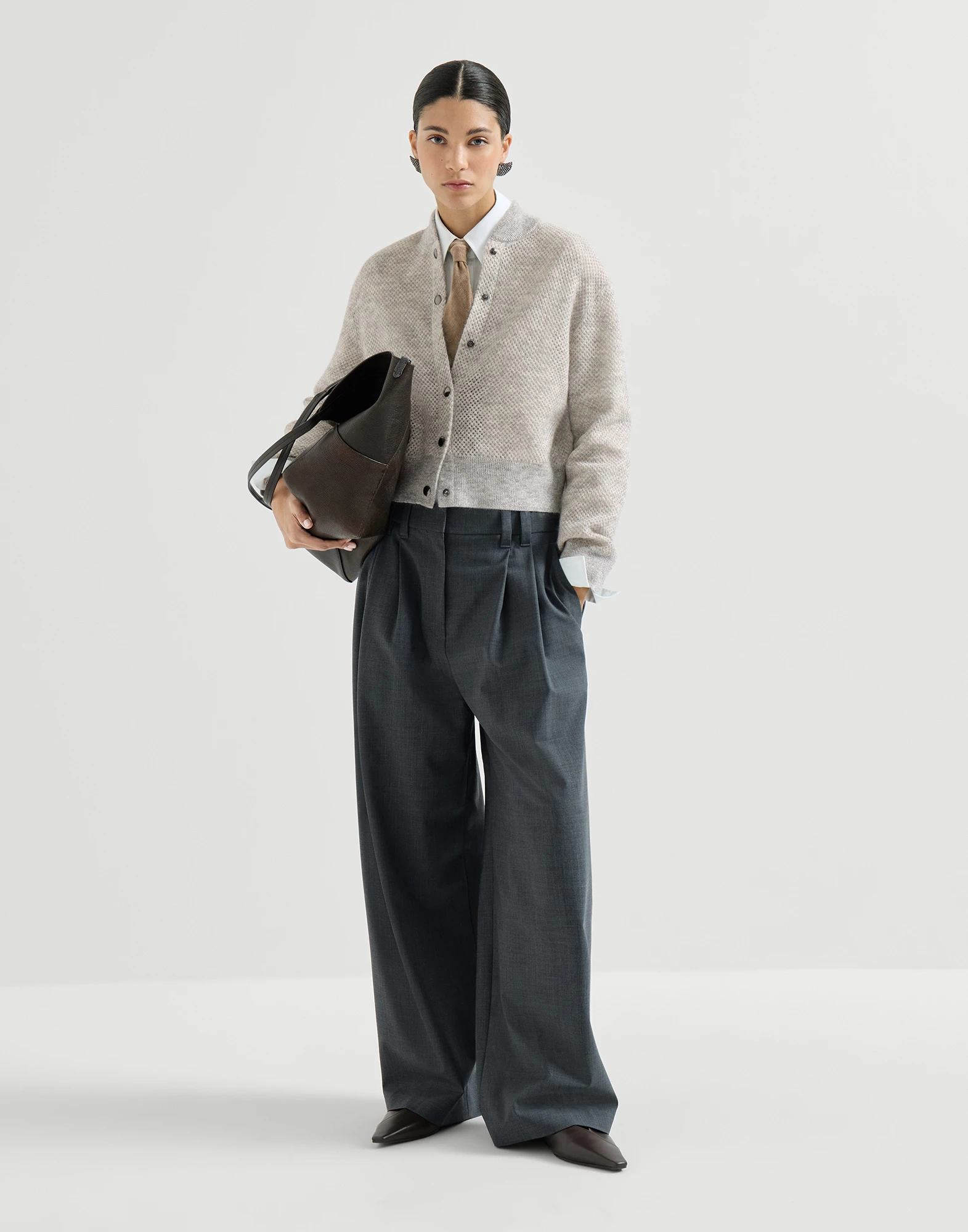 Sparkling mohair double-knit net cardigan