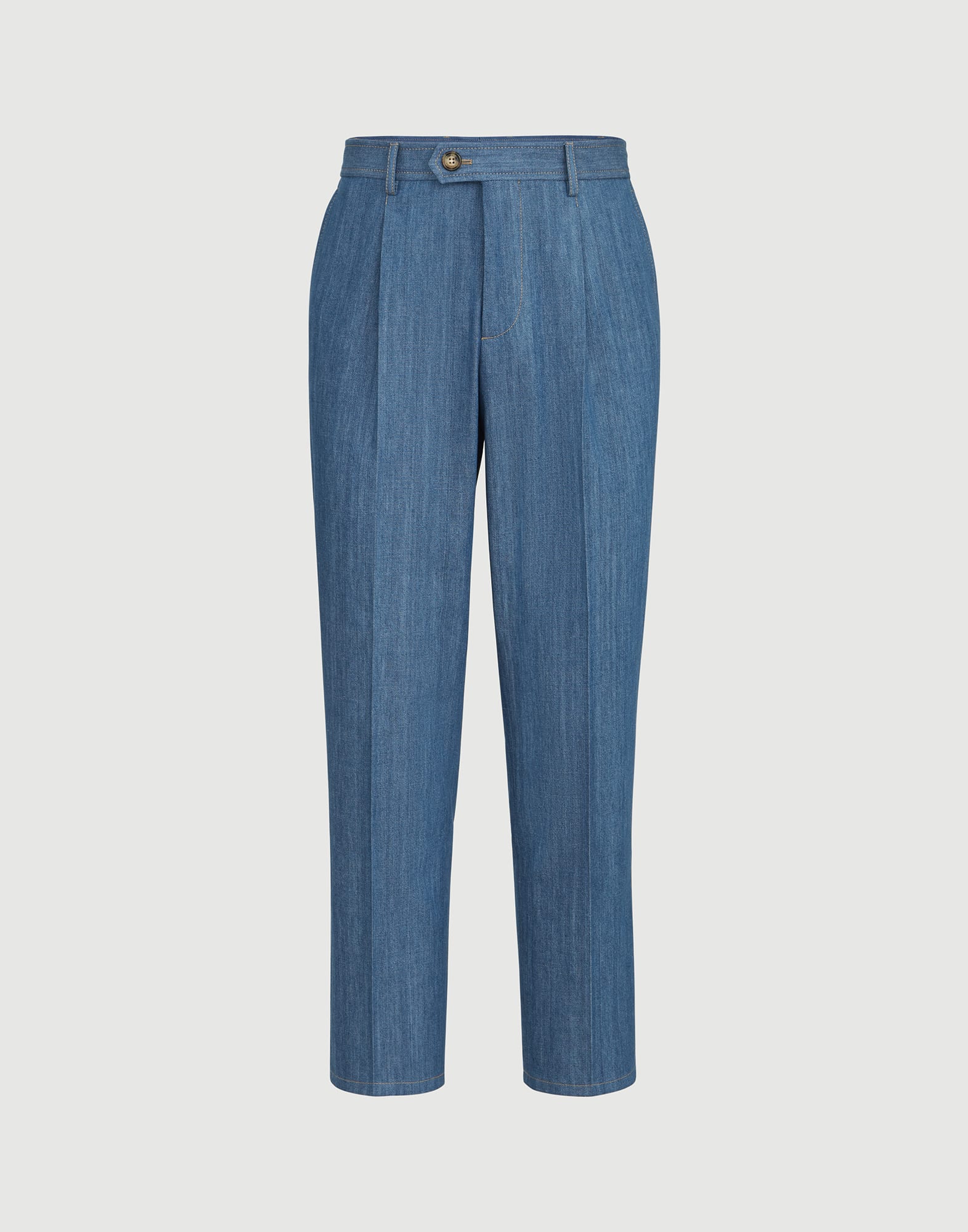 Lightweight denimtrousers with double pleats