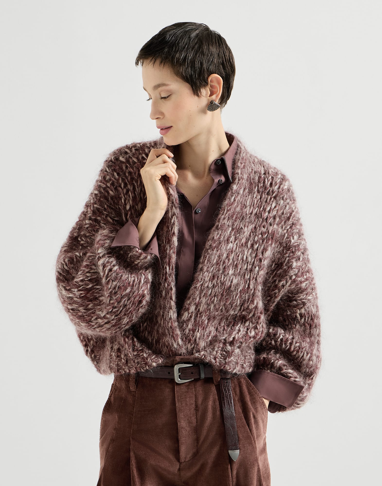 Cárdigan de mohair malfilé