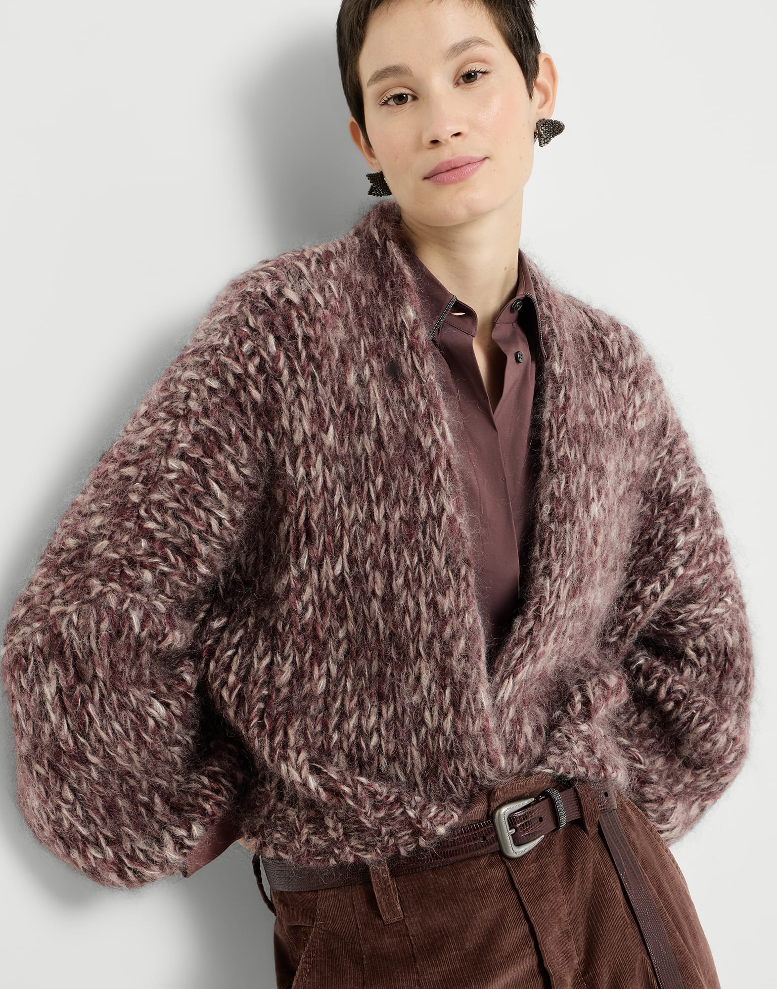 Cárdigan de mohair malfilé