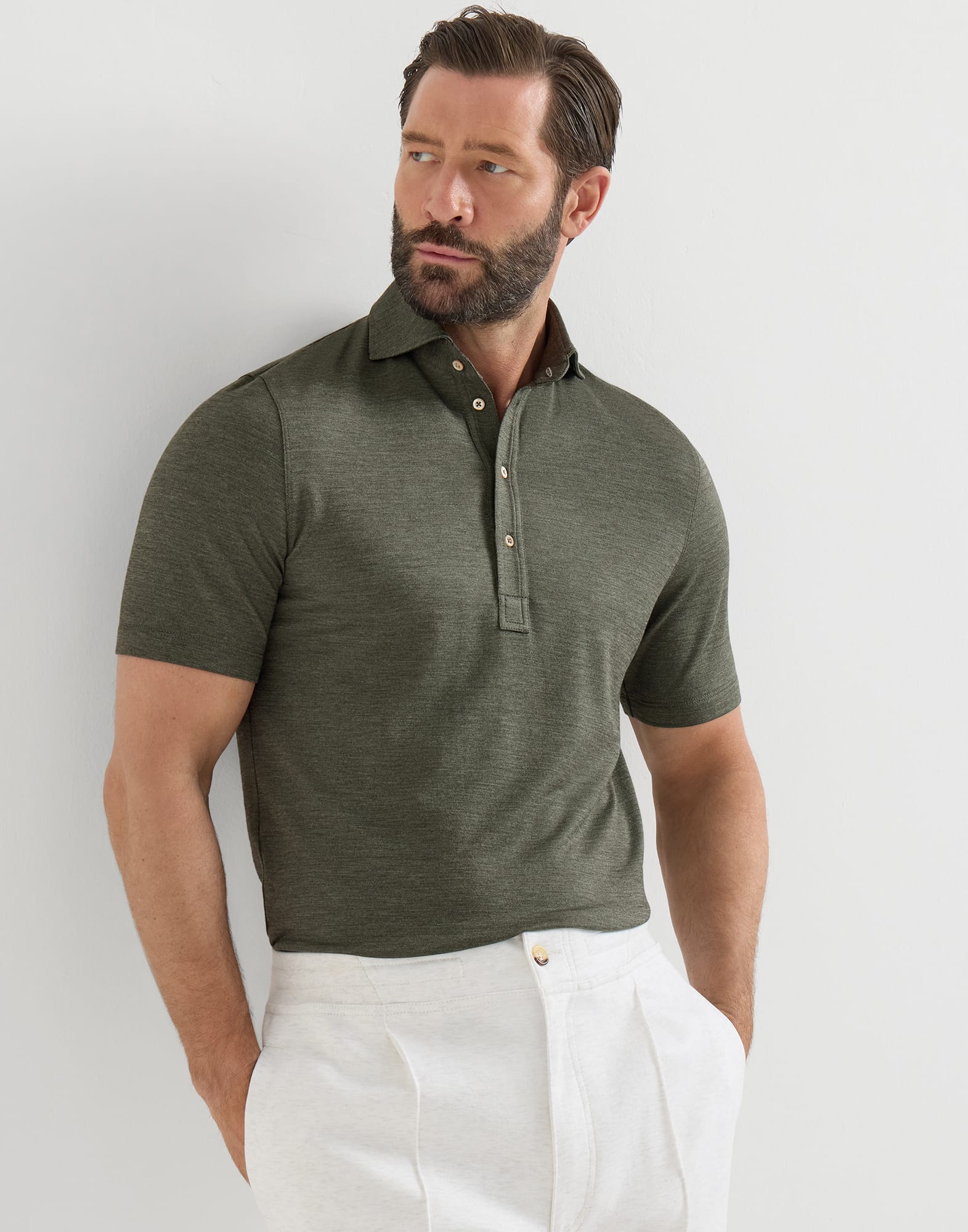 990-virgin-wool-silk-and-cotton-pique-polo-shirt-with-spread-collar-4.jpg Virgin wool, silk and cotton piqué polo shirt with spread collar